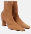 Khaite 85mm Nevada Stretch Leather Ankle Boots In Brown