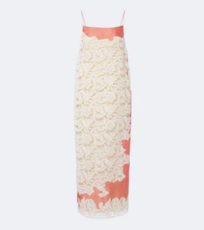 Khaite Nevis Lace-trimmed Voile Slip Dress In White