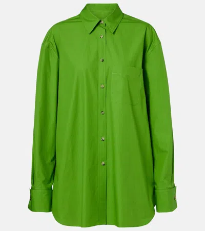 Khaite Newton Cotton Poplin Shirt In Green