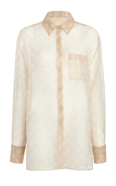 Khaite Newton Silk Organza Shirt In Animal Print