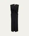 Khaite Niel Long Twist Front Mohair Wool Dress In Black