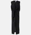 Khaite Niel Long Twist Front Mohair Wool Dress In Black