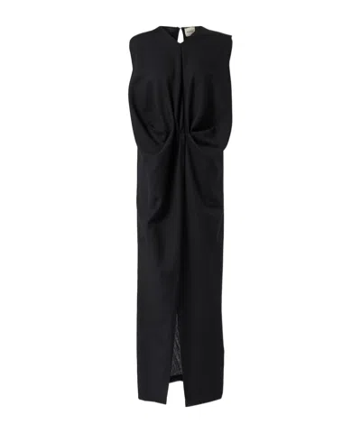Khaite Niel Wool And Mohair Maxi Dress In Black