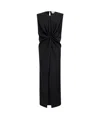 Khaite Niel Long Twist Front Mohair Wool Dress In Black