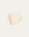 Khaite Niles Cap-sleeve Crop Silk Top In Natural