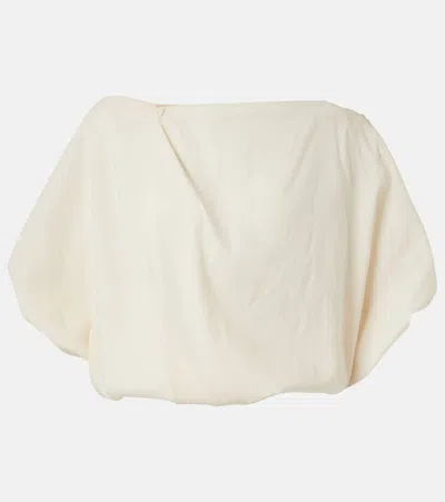Khaite Silk Top Rounded Puff Sleeves In White