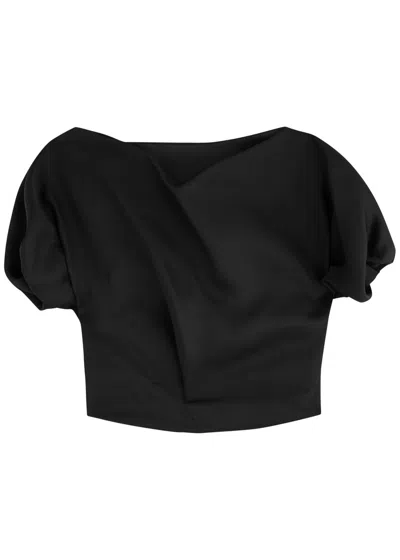 Khaite Niles Draped Silk Top In Black