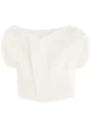 Khaite Silk Top Rounded Puff Sleeves In Ivory