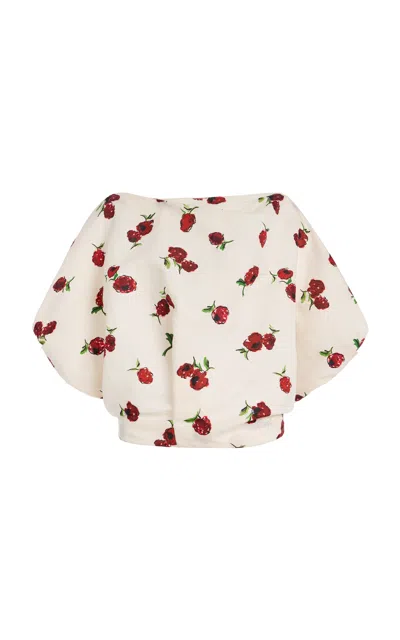 KHAITE NILES PRINTED COTTON-SILK TOP