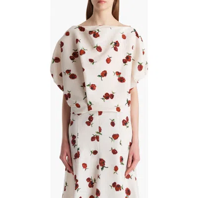 Khaite Niles Cropped Draped Silk And Cotton-blend Twill Top In White
