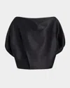Khaite Niles Draped Silk Top In Black