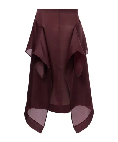 Khaite Nina Midi Skirt In Burgundy