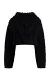 Khaite Ninel Cropped Knit Silk-blend Sweater In Black