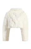 Khaite Ninel Cropped Knit Silk-blend Sweater In Off-white