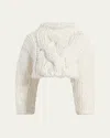 Khaite Ninel Oversized Cable-knit Crop Sweater In White