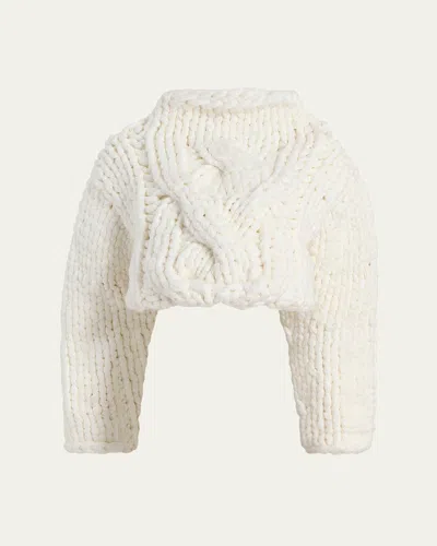 KHAITE NINEL OVERSIZED CABLE-KNIT CROP SWEATER