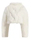 Khaite Ninel Oversized Cable-knit Crop Sweater In White