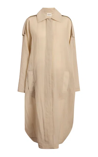 Khaite Noa Crinkled Viscose-nylon Coat In Neutral