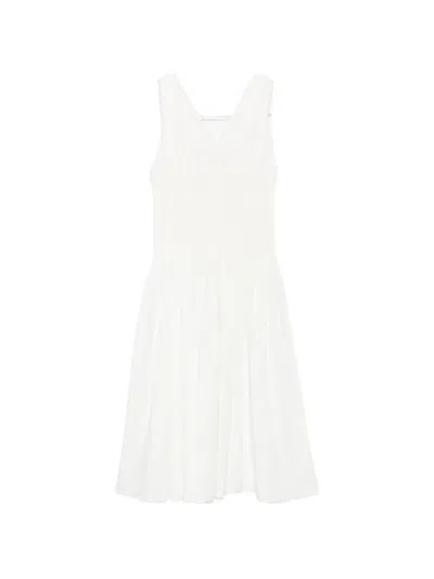 Khaite Nola Smocked-waist Maxi Dress In White