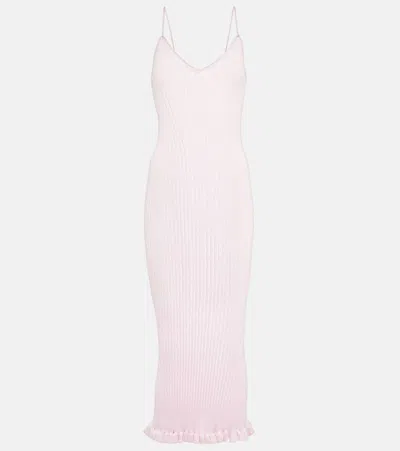 Khaite Nolita Ribbed-knit Midi Dress In Purple