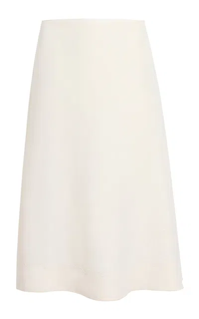 Khaite Nonia Mid-rise Linen-blend Midi Skirt In White