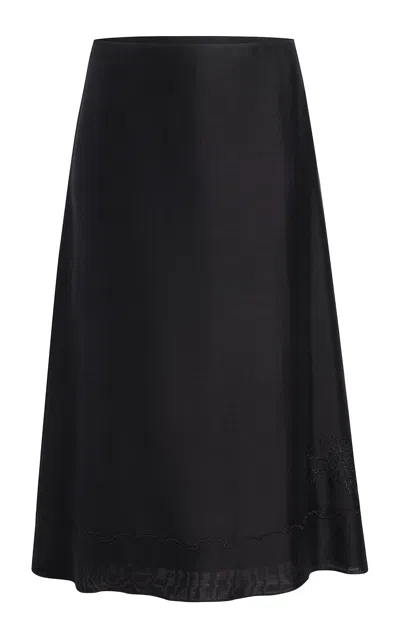 Khaite Nonia Mid-rise Midi Skirt In Black