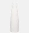 Khaite Nonya Plunged Satin Crepe Maxi Dress In White