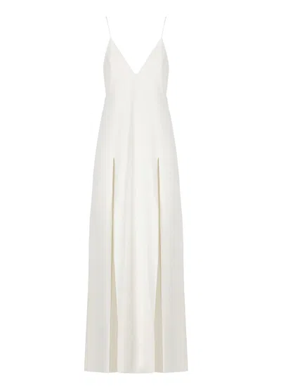Khaite The Nonya V-neck Sleeveless Dress In White