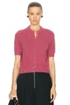 Khaite Nora Cropped Cashmere-blend Cardigan In 591 - Amaranth