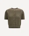 Khaite Womens Artichoke Nora Short-sleeve Knitted Cashmere Cardigan In Brown