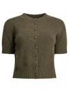 Khaite Womens Artichoke Nora Short-sleeve Knitted Cashmere Cardigan In Green