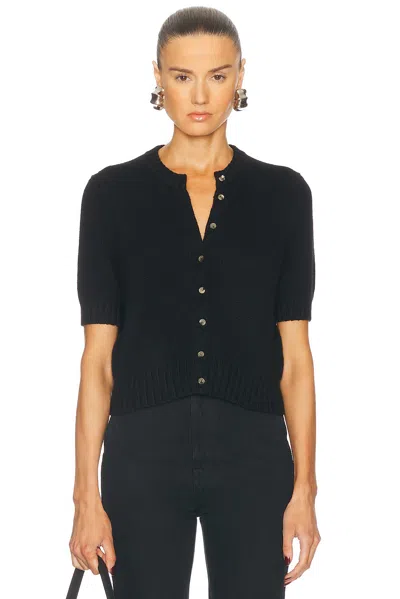 Khaite Nora Cropped Cashmere Cardigan In Black