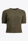 Khaite Womens Artichoke Nora Short-sleeve Knitted Cashmere Cardigan In Green
