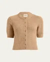 Khaite The Nora Short Sleeve Cashmere Cardigan In Black