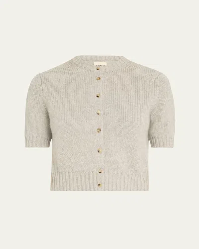 Khaite Nora Cashmere Knit Cardigan In Gray