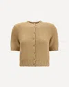 Khaite The Nora Short Sleeve Cashmere Cardigan In Neutral