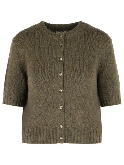 Khaite 'nora' Green Cashmere Cardigan In Brown