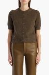 Khaite Womens Artichoke Nora Short-sleeve Knitted Cashmere Cardigan In Brown