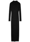 Khaite The Trina Long-sleeved Open-back Midi Dress In Black
