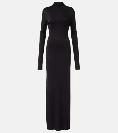 Khaite Maxi Dress With High Neck Slim Black In Black  