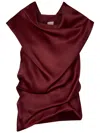 Khaite Luola Draped Silk-gazar Blouse In Bordeaux