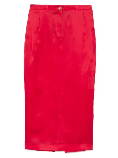 Khaite Womens Raspberry Lucian Split-hem Silk Maxi Skirt In Red