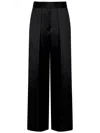 Khaite Marinta High-rise Satin Wide-leg Pants In Black