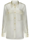 KHAITE NY OVERSIZED BONE-COLORED SILK GEORGETTE SHIRT