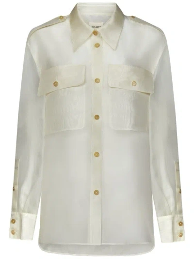 Khaite Ny Oversized Bone-colored Silk Georgette Shirt In White