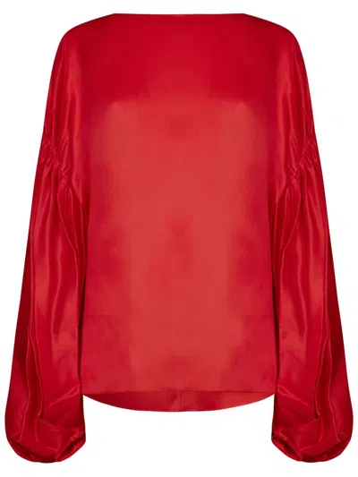 Khaite Quico Top In Silk Gazar Clothing In Red