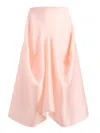 Khaite Sawyer Asymmetric Draped Silk-taffeta Midi Skirt In Pink