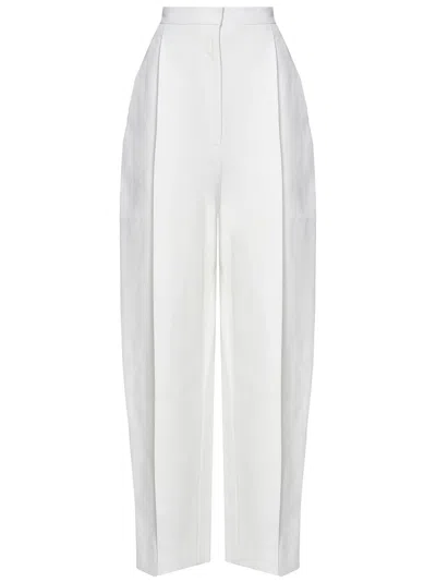 Khaite High-waisted Trousers With Bow Leg In White