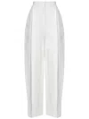 Khaite High-waisted Trousers With Bow Leg In White