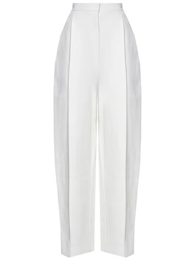 Khaite High-waisted Trousers With Bow Leg In White